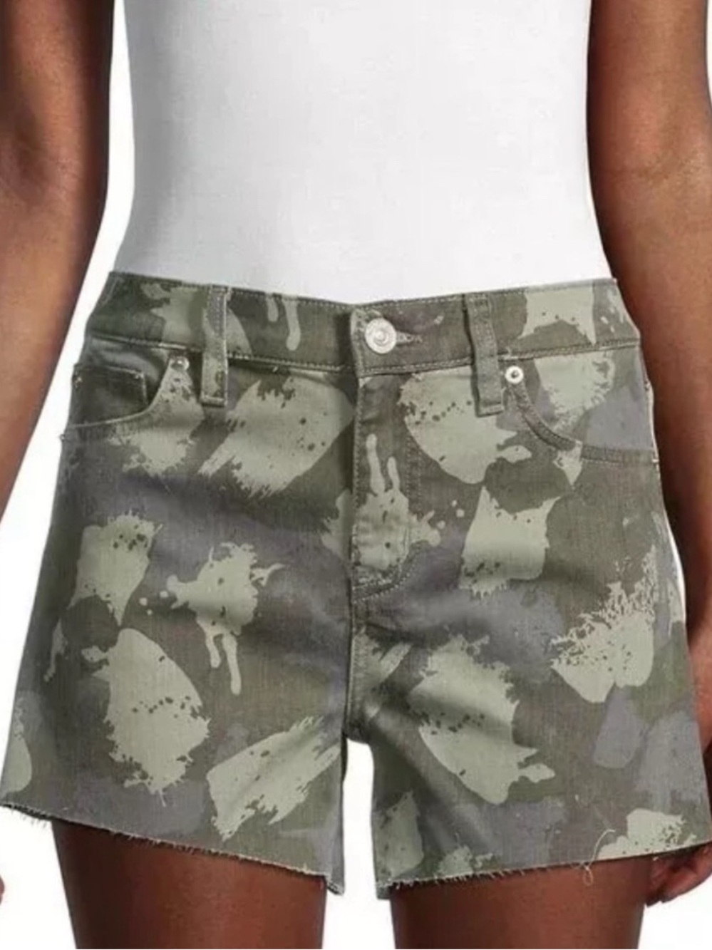Hudson Gracie Midrise Cut Off Denim Shorts Green Camo Size 27 NWT Summer